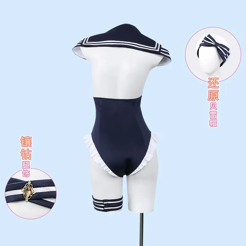 Anime My Dress-Up 달링 키타가와 마린 새로 코스프레 의상 가발 키타가와 마린 여름 섹시한 네이비 스타일 수영복 파티 정장