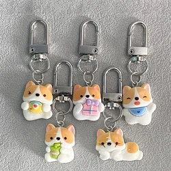 Resin Cute Dog Puppy Corgi Keychain Keyring For Women Friend Kawaii Cartoon Pet Animal Bag Airpods Box Car Key Accessory Jewelry