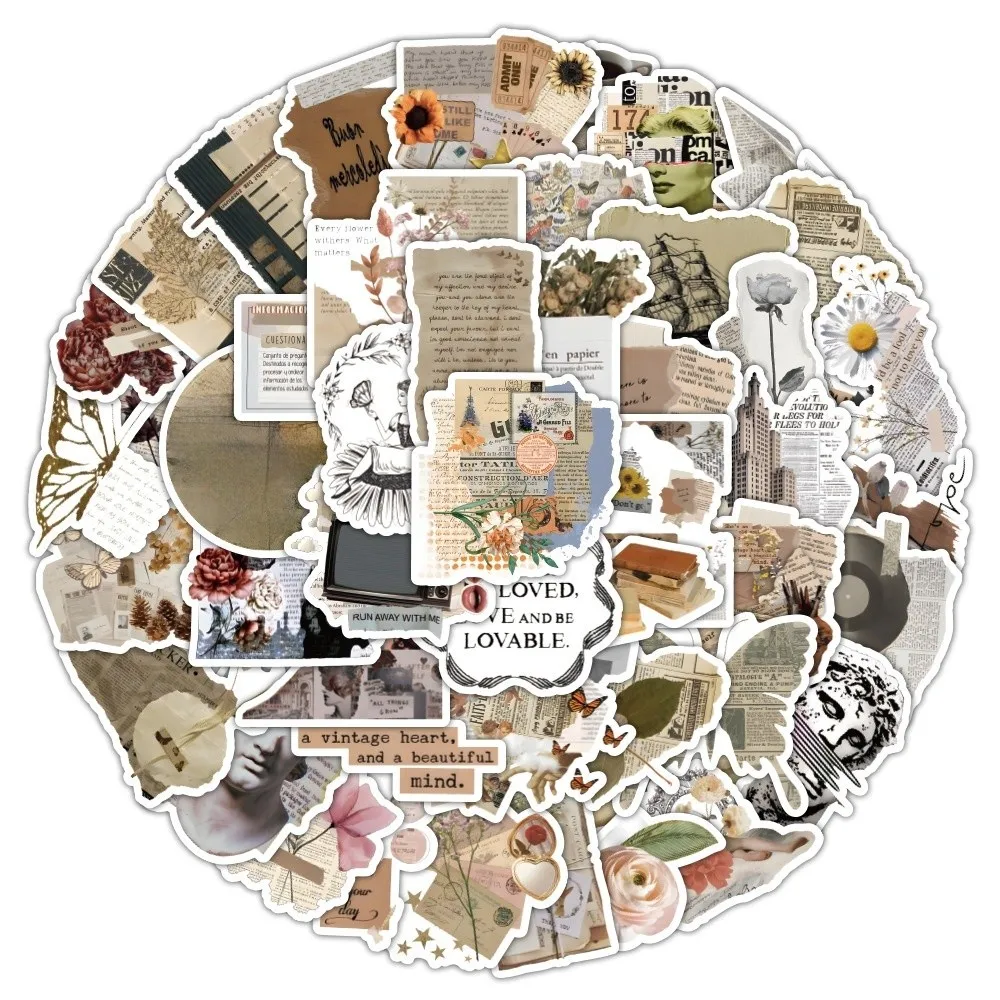 

50pcs Grunge Diary Waterproof Stickers Vinyl Decals for Tech & Travel Gear RecordingYourLife Store