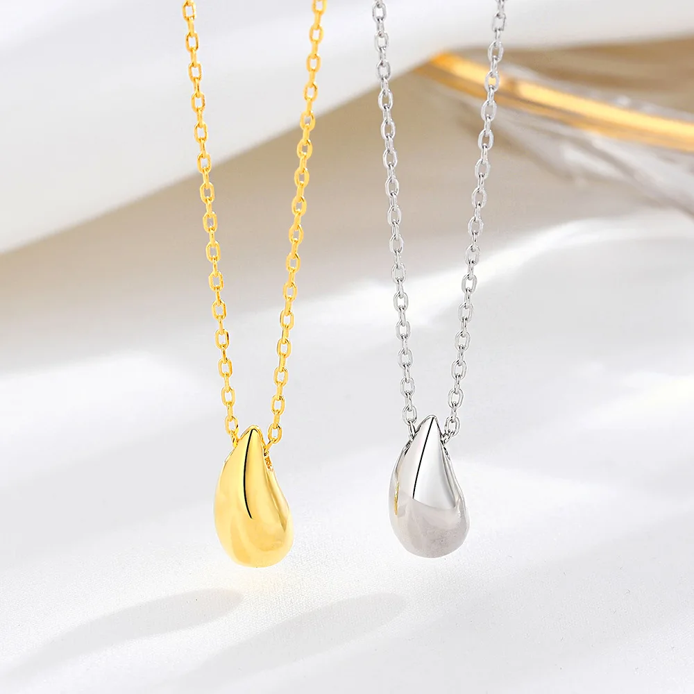 

Trendy S925 Sterling Silver Water Drop Necklace, Korean Style Personality Choker Necklace for Women Ins Wind Accessories