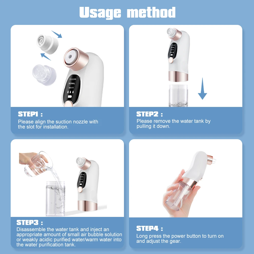 Elektrische Kleine Bubble Comedondrukker USB Watercyclus Porie Acne Puistje Verwijderen Vacuüm Zuig Facial Neus Cleaner Tool