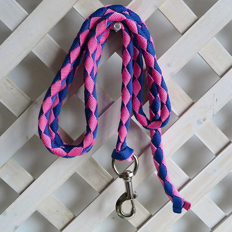 16mm 2m 2.5m 3m 4m thick braided horse rope with thick silver alloy large hook pet rope four-strand weave