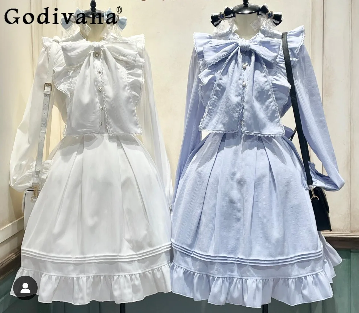 

Japanese-style Sweet Cute Lolita Bow Embroidered Dress 2026 Spring New Versatile Long-sleeved Women's Dress for Daily Commuting