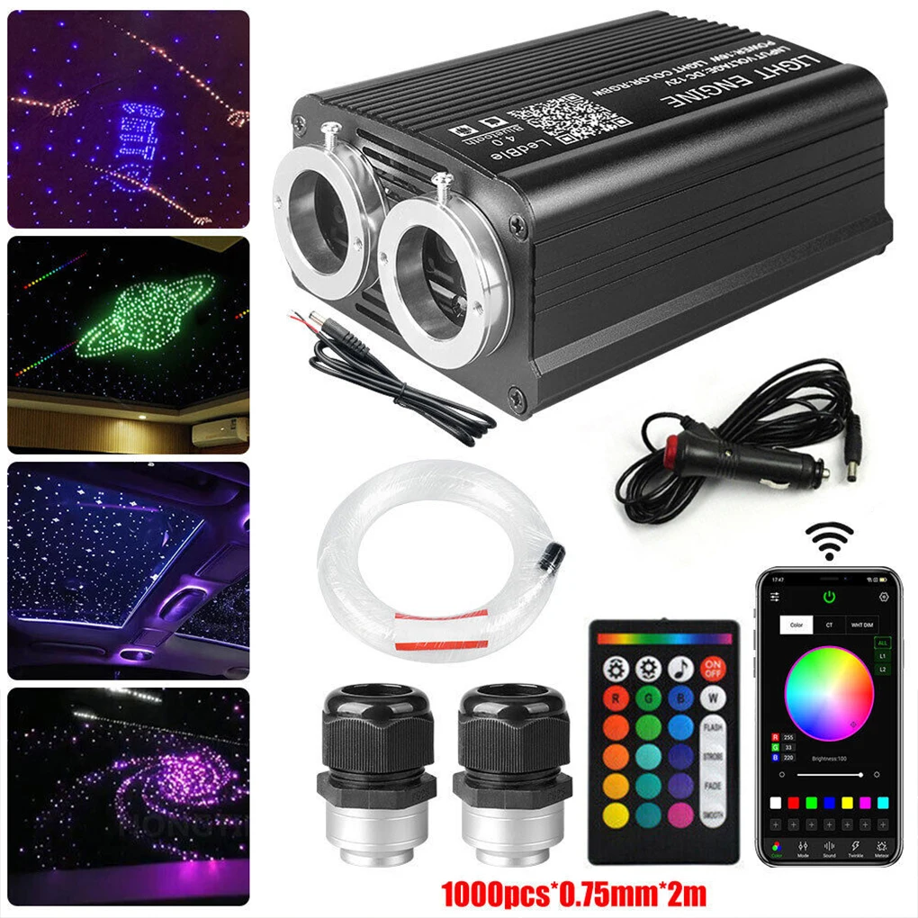 

12V 32W RF Remote Control Headliner Double Heads Bluetooth APP&24Key Sound RGBW LED Fiber Optic Star Ceiling Light Engine