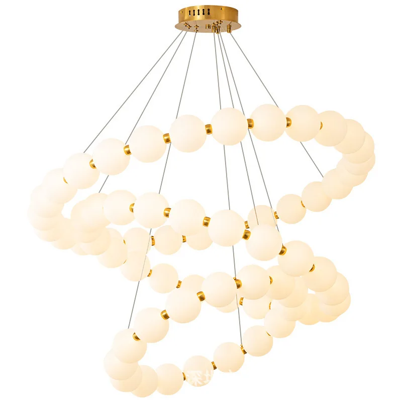 

Modern Round Bead Chandelier for Living Room Bedroom Bar Restaurant Luxury Casual