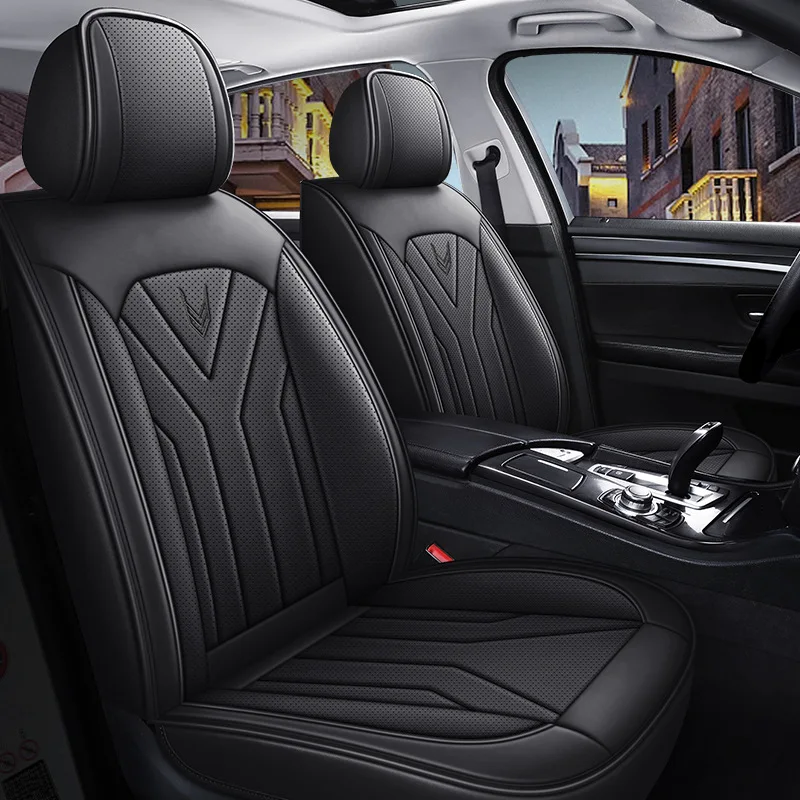 Premium Car Seat Covers Universal 5 Seater Full Set Faux Leather Waterproof Breathable Sponge Pad Easy Clean Stylish All Seasons