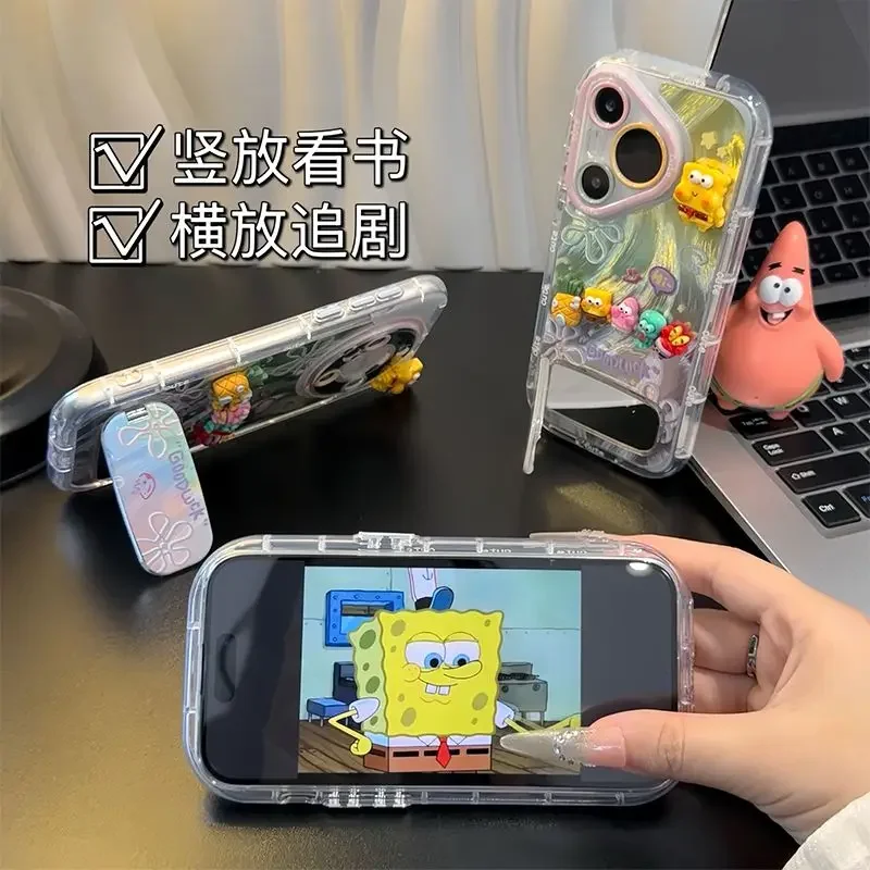 Cute SpongeBob SquarePants Patrick Star Starfish Plush Phone Case for IPhone 17 16 15 14 13 12 Pro Max IPhone 8 XR  Student Gift