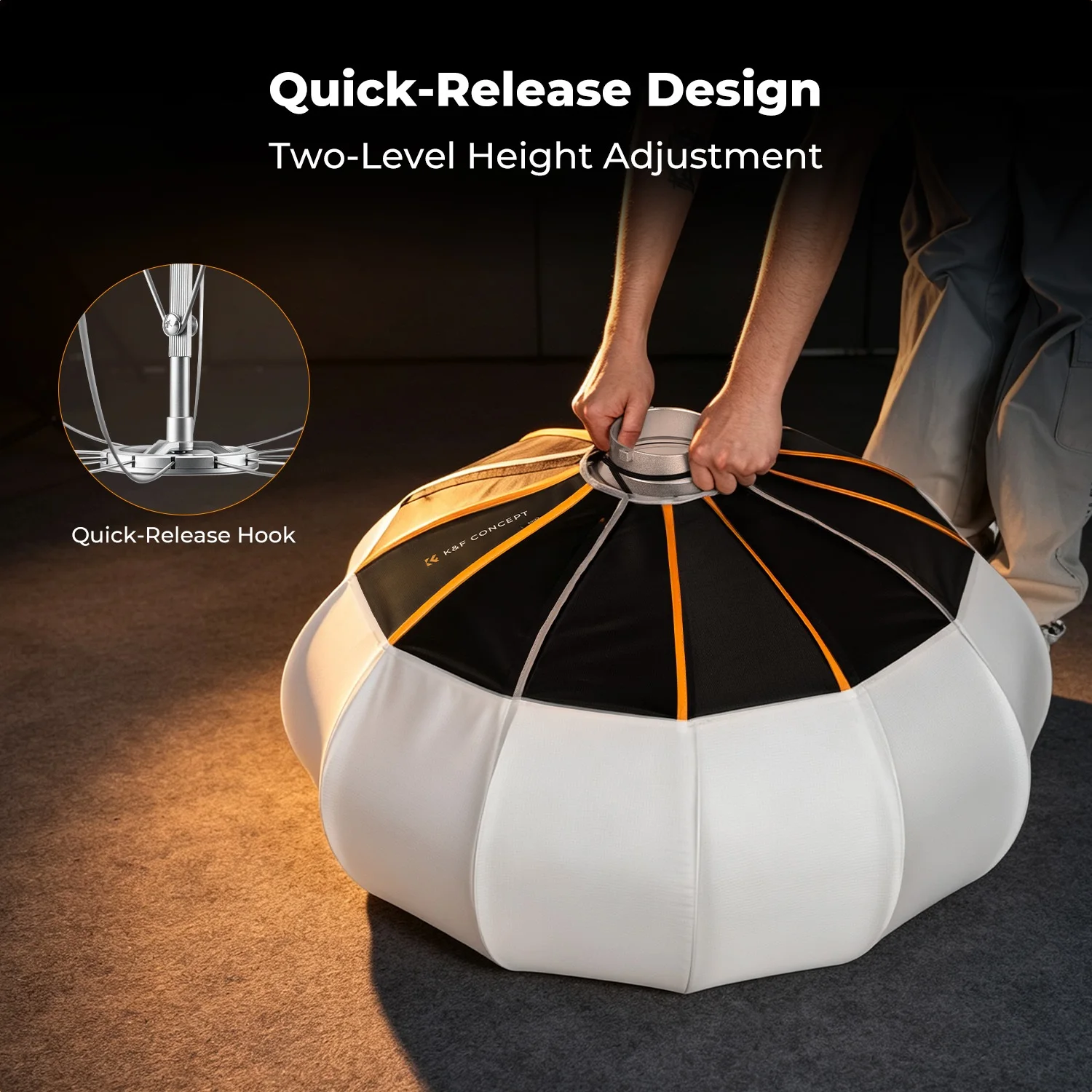 K&F CONCEPT 25.6"/65cm Lantern Softbox Portable Depth Adjustable Bowens Mount with Pouch&Quick Release Light Softbox for Studio - view 5