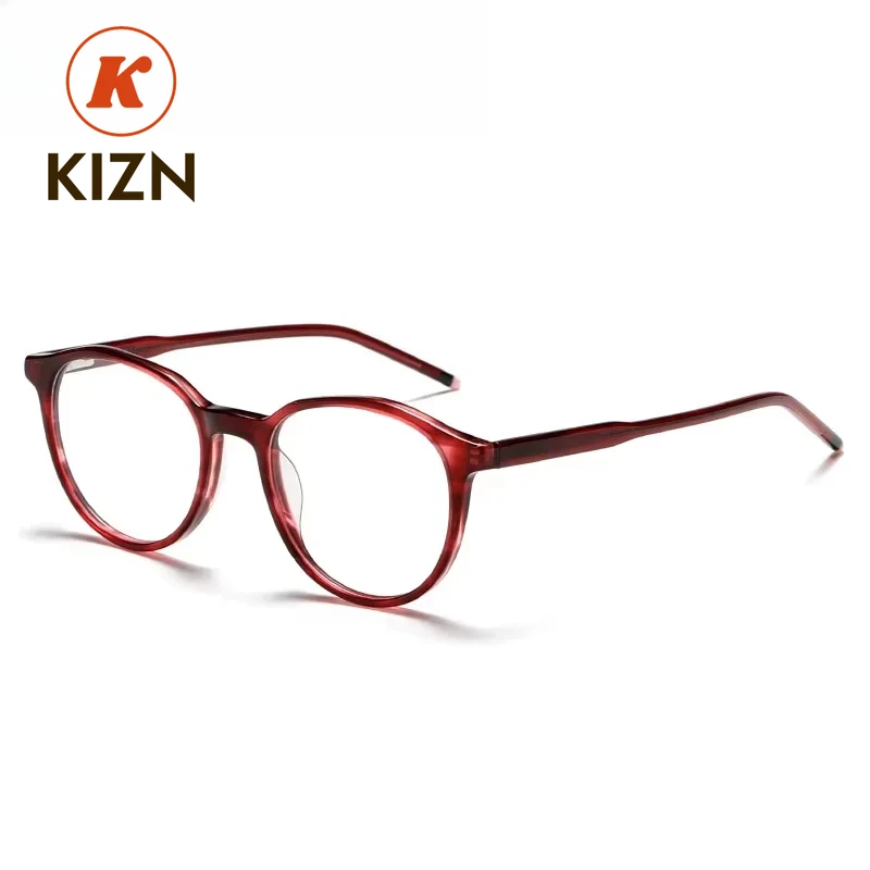 

KIZN Acetate Glasses Women Men Spring Hinge Eyeglasses Retro Round Ootical Glasses Frame Prescription Myopia Read Fashion