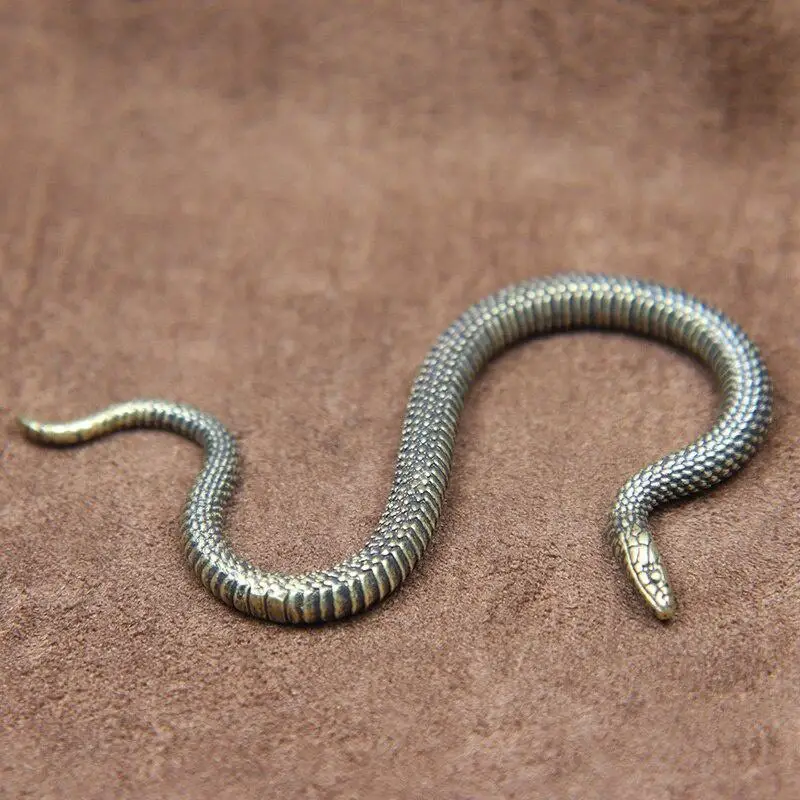 Vintage Brass Zodiac Snake Miniatures Desktop Ornaments Creative Animal Figurines Home Decor Tea Pet Crafts