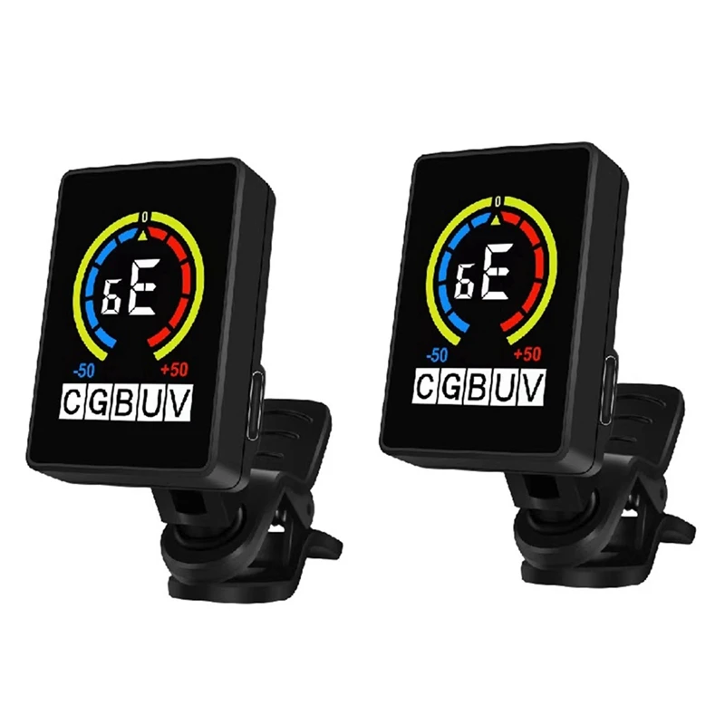

2Pcs Rechargeable Color Screen Guitar Tuner Ukulele Violin Bass Tuning Meter Guitar Tuner Accessories