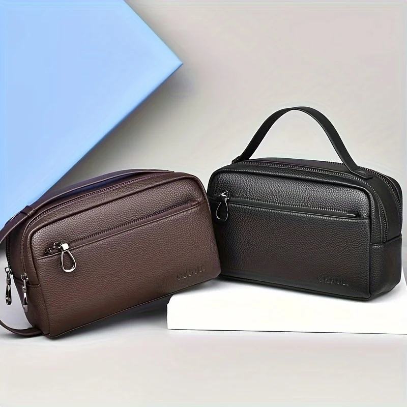 حقائب يد رجالية أنيقة خفيفة الوزن بلون موحد، حقائب كاجوال محمولة بسحاب للتنقل اليومي، والسفر في الهواء الطلق #4