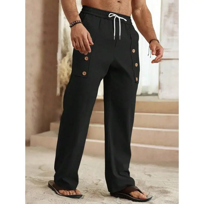 Men's Linen Pants Loose Fit Comfortable Cotton Linen Trousers for Casual Wear Winter Season plus Size Available No Stretch