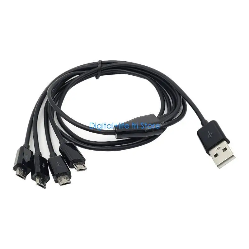 E06D 4 in 1 USB Male to Micro USB Male Charging Cable Micro USB Splitter Cord 1meter