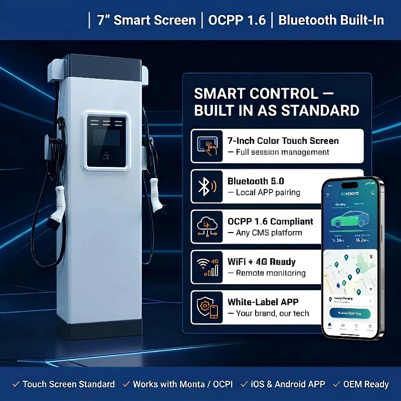 Custom high efficiency ac ev charging station 44kw dual gun type2 400v ip54 ocpp compatible for parking lot commercial operators