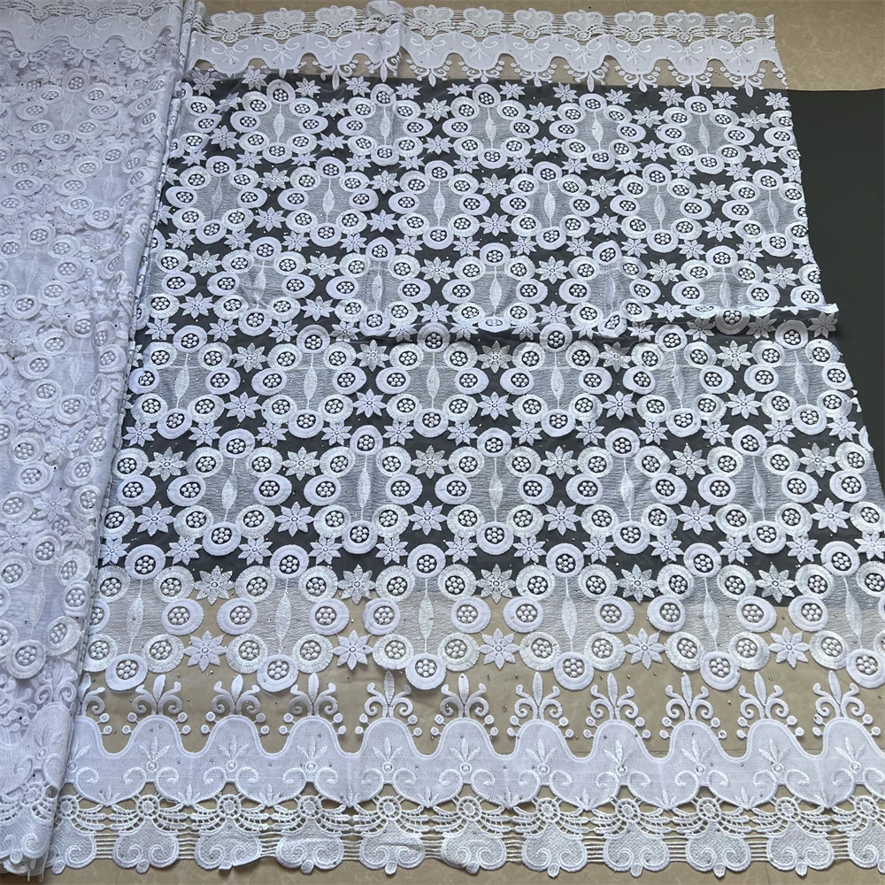 

2026 Fashion High Quality African Nigerian Tulle Lace Fabric Organza Embroidery Guipure Party Gown Dress Brocade 5Yard PS0087