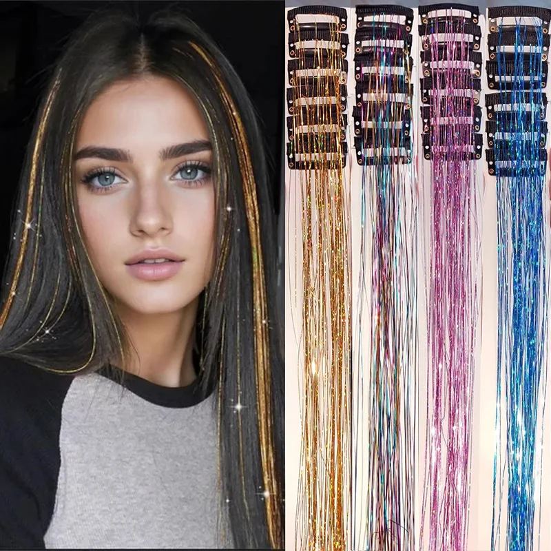 

New Colorful Shiny Sparkle Hairpins Rainbow for Women Glitter Bling Hair Extension for Braiding Headdress Hair Accessories Tools