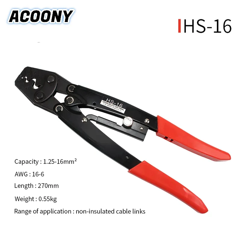 

Crimping Pliers Non Insulated Terminals Japanese Style Self Locking Capacity 1.5-16mm2 Electric Hand Tools Ratchet Crimping Tool