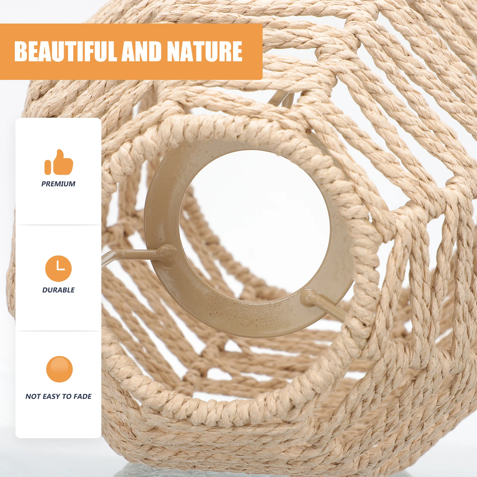 

Paper Rope Lampshade Exquisite Woven Cover Durable Decorative Chandelier Shade for Home Store Hotel Creative DIY Lighting
