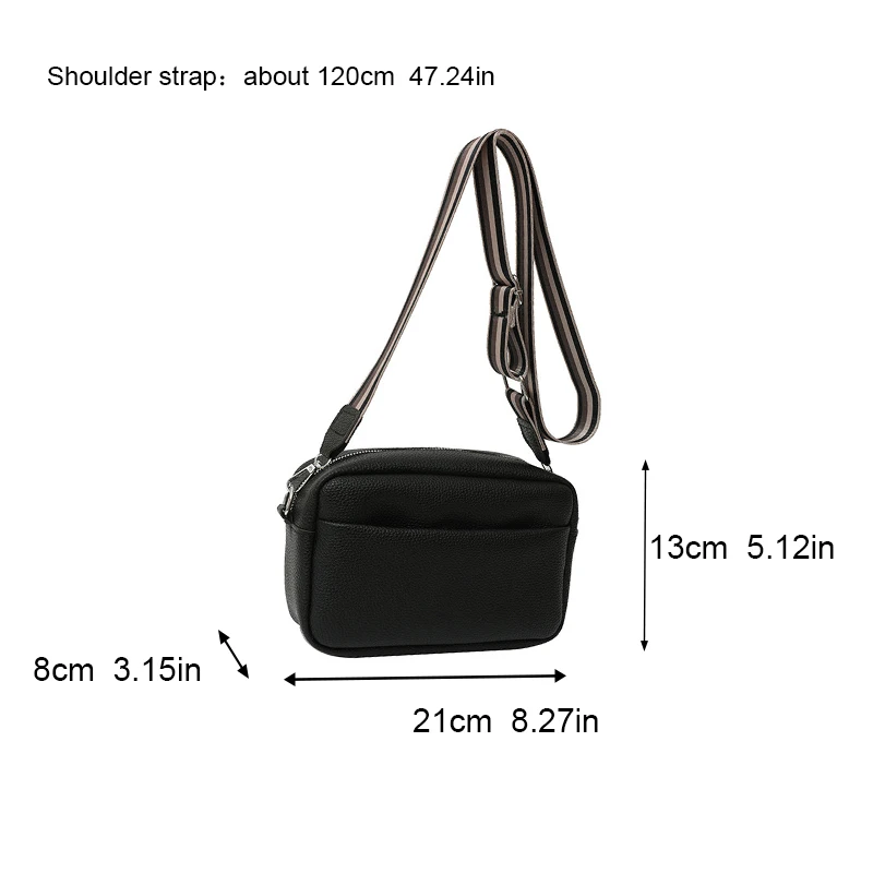 Fashion Versatile Wide Shoulder Strap Women Bag New Fashion Casual Solid Color PU Leather Crossbody Shoulder Small Square Bag