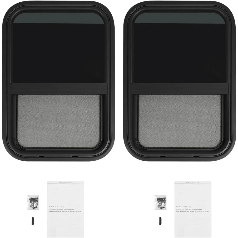 استبدال نافذة RV المنزلقة العمودية، 15 وات × 22 ساعة، مع شاشة شبكية للمركبات العتيقة