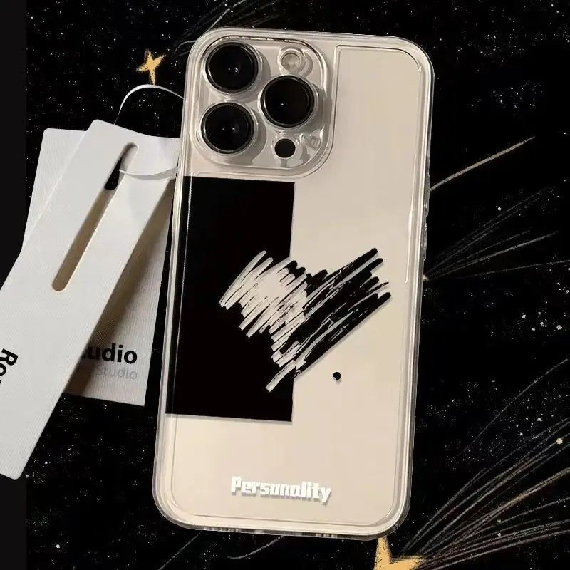 Coque de téléphone d'amour de personnalité pour iPhone, coque transparente pour iPhone 16, 15, 14, 13, 12, 11 Pro, XS MAX, 7, Poly, 8, 7 Plus