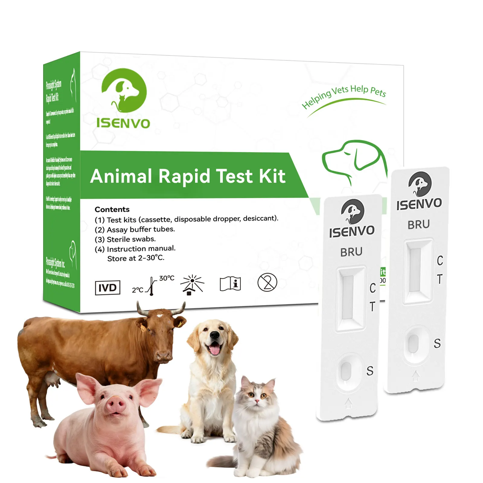Canine Ehrlichia (EHR Ab)/Anaplamsa (ANA Ab)/Lyme (LYME Ab)/Leptospira Antibody (LEP Ab)/Brucella (BRU Ab) Rapid Test Kit