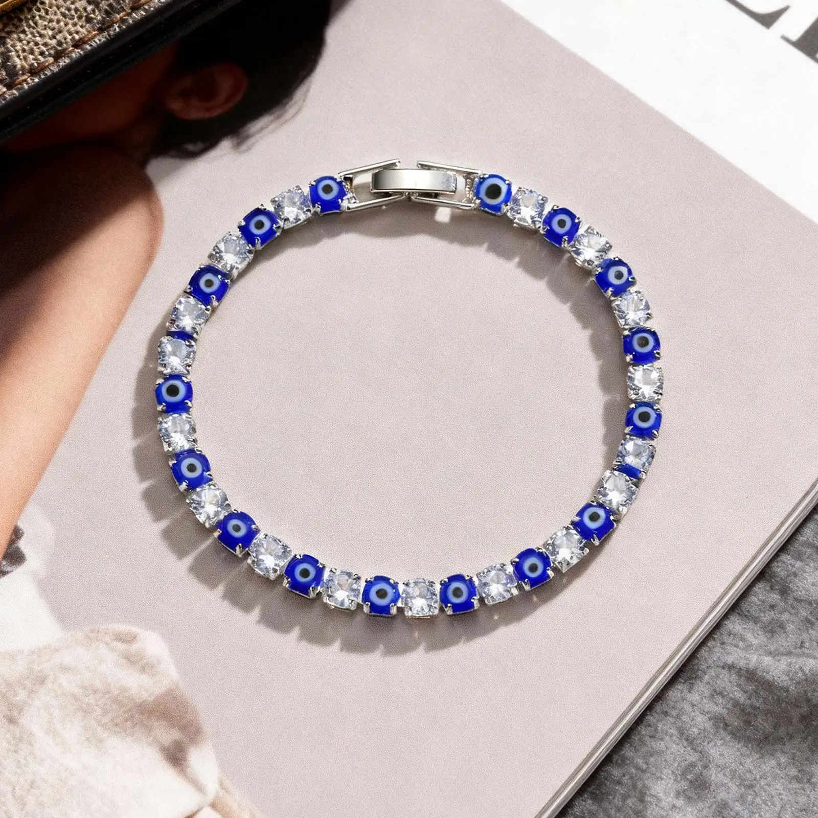 الفاخرة زركونيا سوار للتنس الهيب هوب مثلج زركون كريستال أساور للنساء الرجال الشيطان العين سلسلة سوار مجوهرات