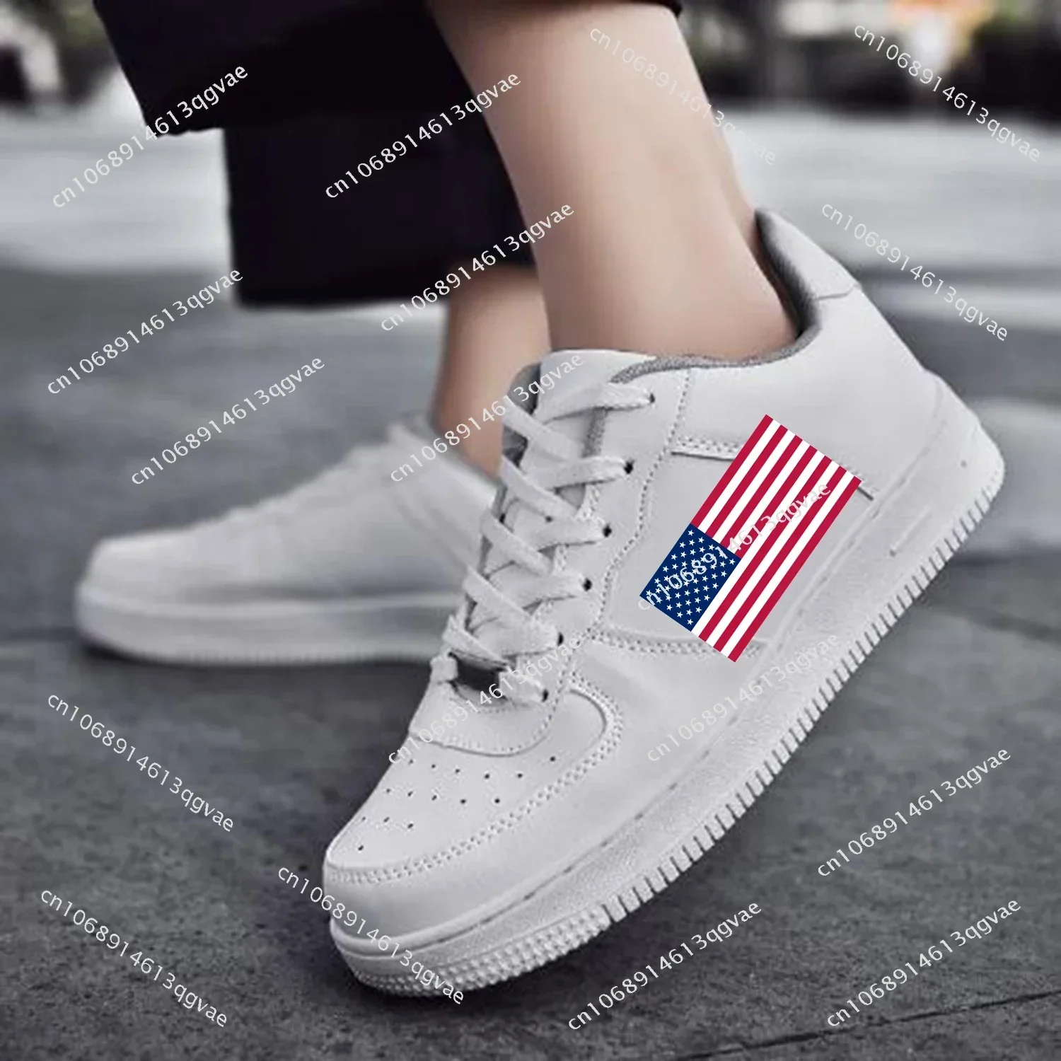 American Flag AF บาสเกตบอลบุรุษสตรีกีฬาคุณภาพสูงรองเท้า Force รองเท้าผ้าใบ Lace Up ตาข่ายที่กําหนดเอง Made รองเท้า DIY