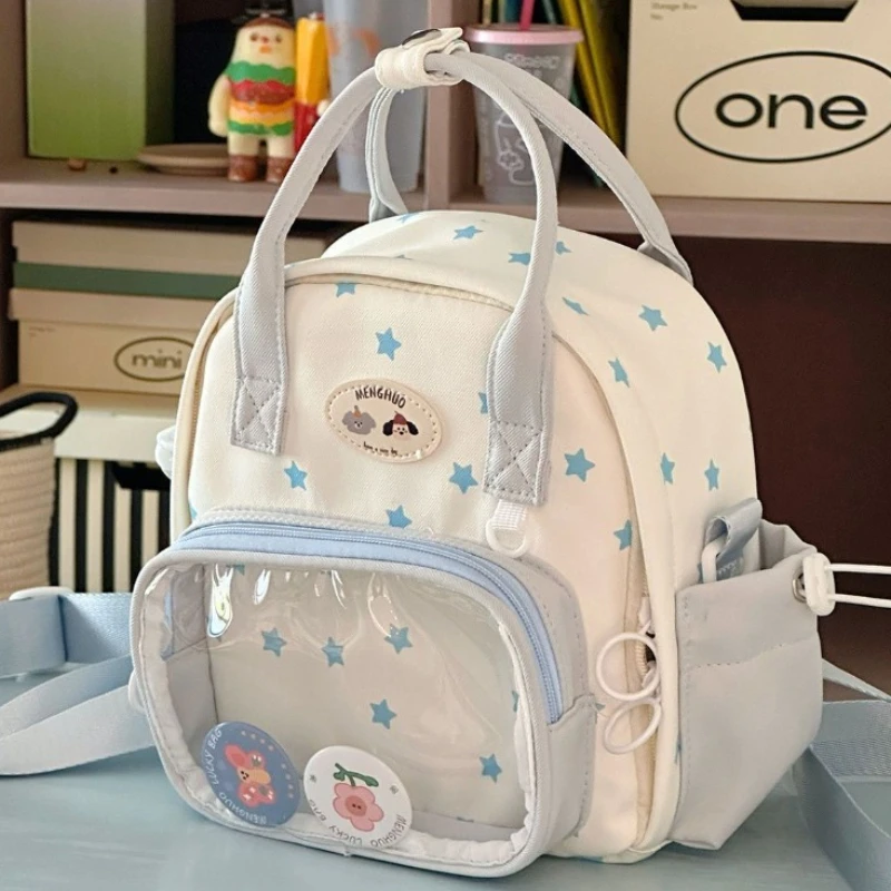 Japanese Cute Origin Transparent PVC Nylon Ita Bag Large Storage Bags Student Messenger Bag Backpack SchoolBag Woman Bags
