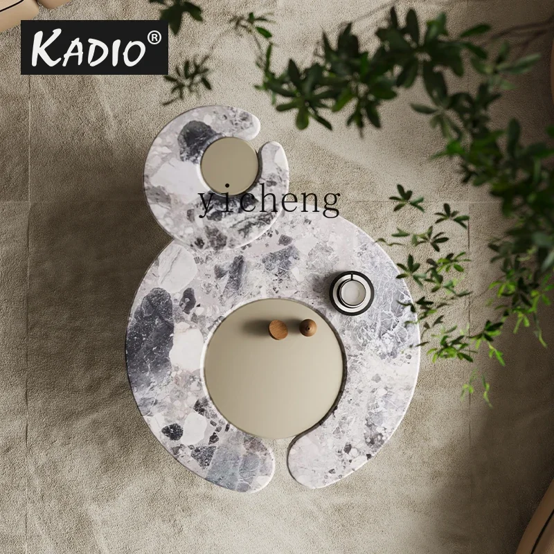 

X-13 modern light luxury/natural marble luxury stone/round Ruyi coffee table side table size combination