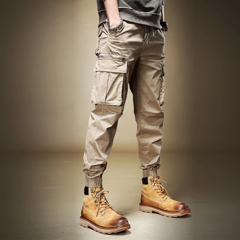 

Брюки для спецодежды цвета хаки, мужские повседневные уличные тактические брюки, осенний сезон, многоэтажные свободные брюки, модный бренд, молодежный сгусток...