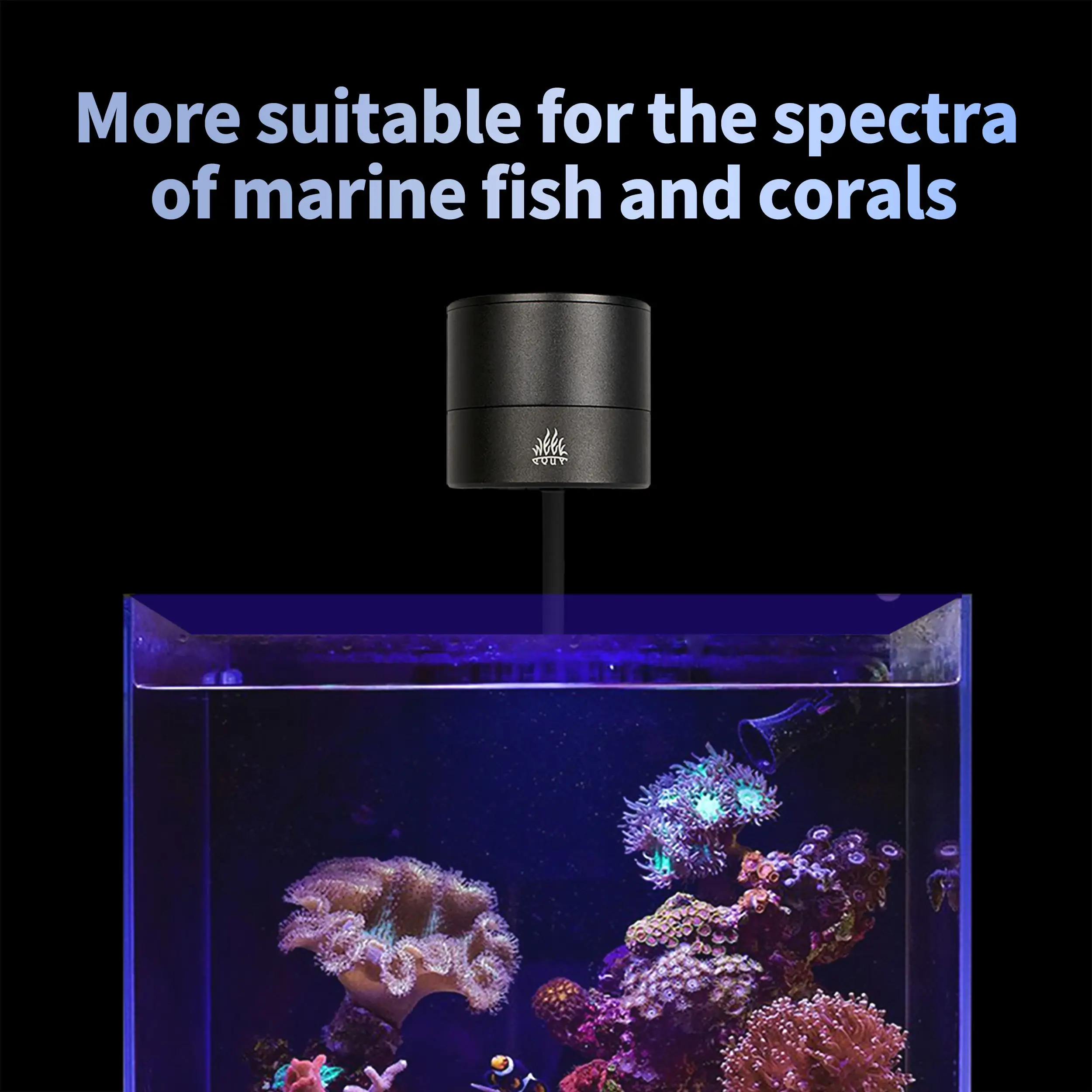 T95 Sea 50W Full Spectrum Marine Coral LED Light APP Timing Sunrise Sunset Clip‑on Lamp for 20‑45cm Saltwater Reef Aquarium