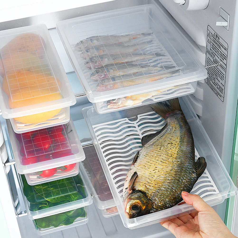 

2pcs Airtight Food Storage Containers Fridge Box for Bacon Fruit Keeper Refrigerator Organizer Transparent Veggie Boxes Sealed