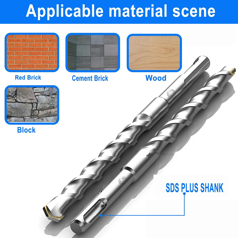 Punta da trapano SDS Plus 4MM 6MM 8MM 10MM 15MM 23MM Blocco di mattoni da parete Punte da trapano a percussione elettriche Accessori per utensili per trapano elicoidale antiscivolo