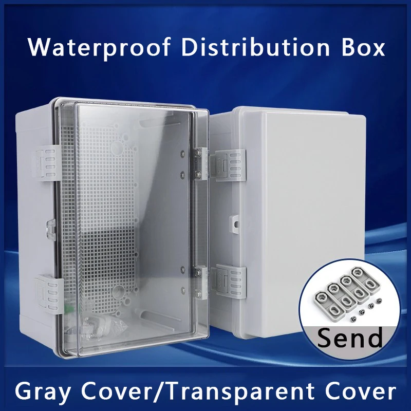 Weatherproof Junction Box Electricity Connections Box Project Gray/Transparent Cover Battery Compartment Electronic Enclosure
