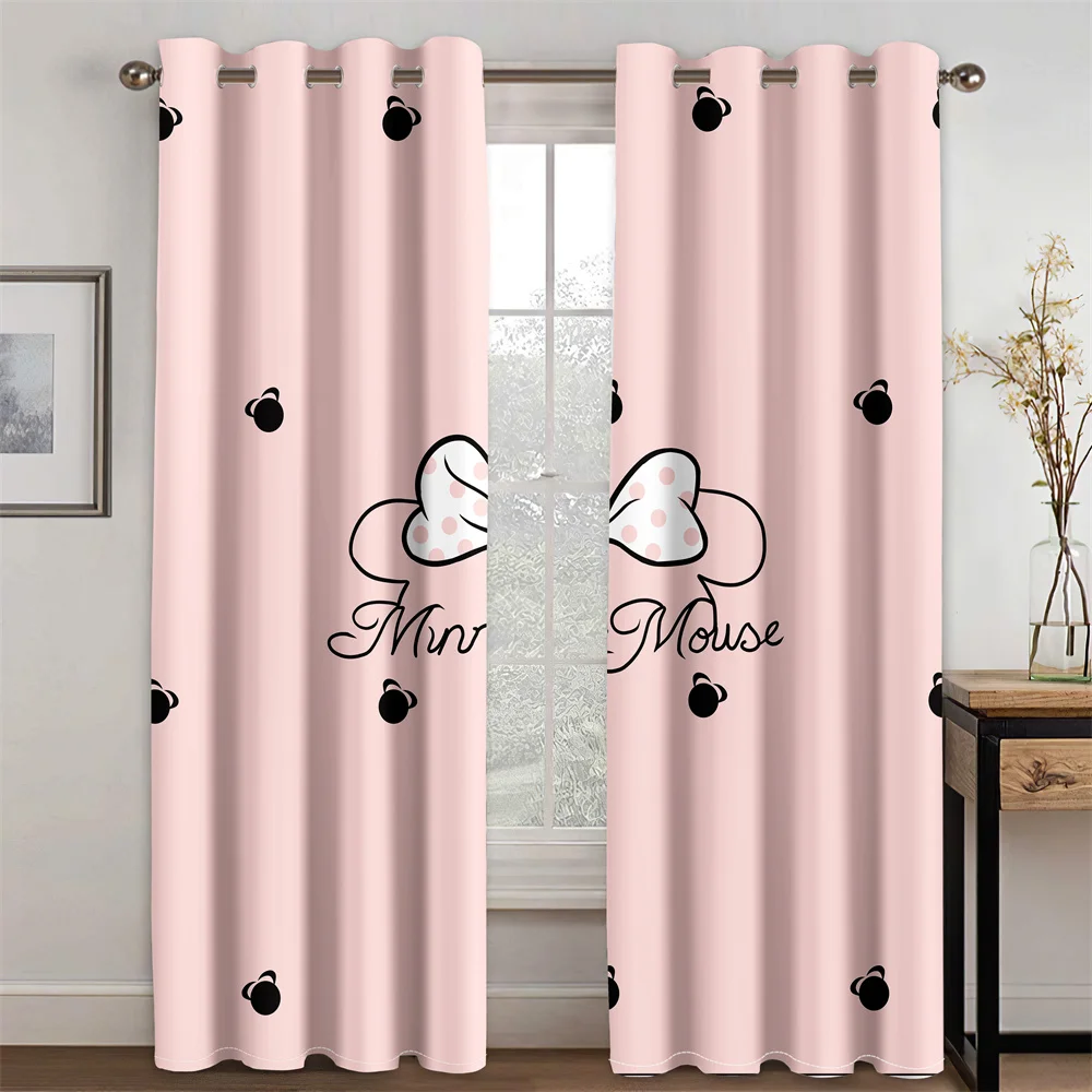 Pink Lovely Girl Bow Light Filtering Drapes Theme Decorative 2 Panels Thin Curtains For Bedroom Living Room