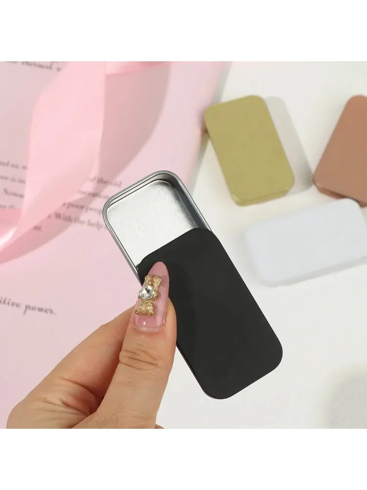 1 pièces Mini boîte en fer blanc bacs pot Rectangle boîte vide Portable rouge à lèvres crème stockage pour bijoux de mariage bonbons pilules cas noir argent