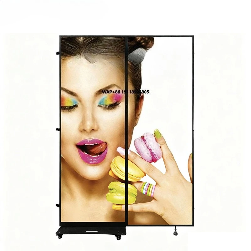 P1.86 P2.5 Portable Full Color Double Sides Outdoor Foldable Led Poster Wifi Control Indoor Screen Led Poster Display