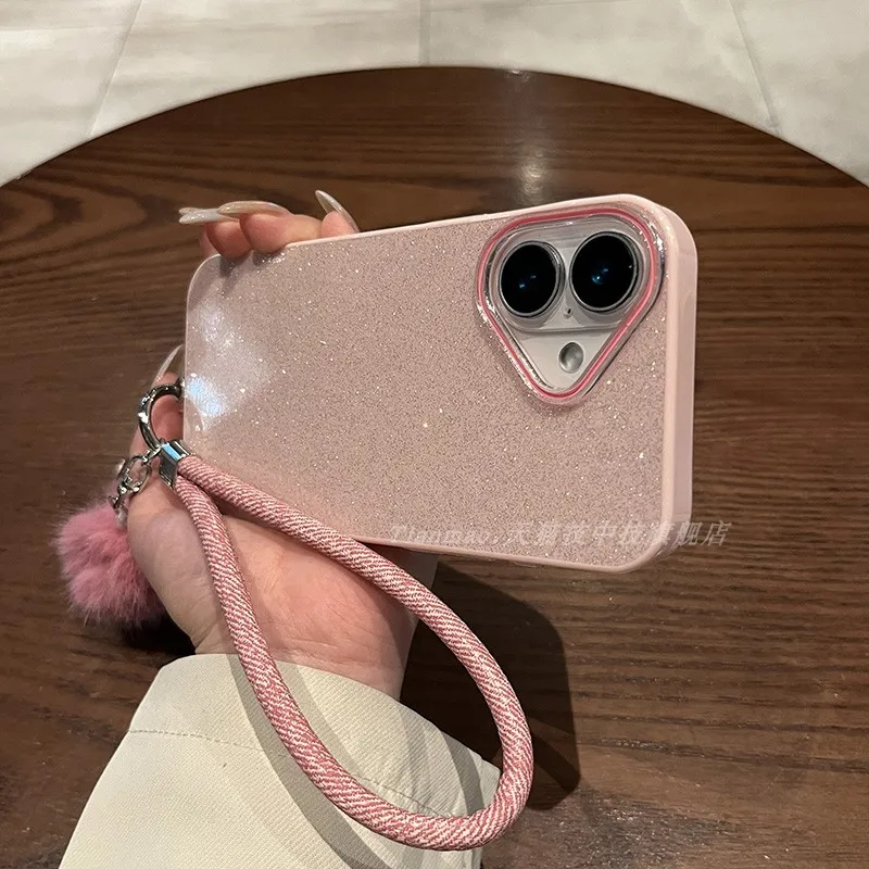 

Чехол для телефона Apple 16, iPhone 16 pro max, блестящий желейный чехол с большим отверстием, розовая ковбойская веревка 12, 15 pro, Simple13, устойчивый к падению силикон 14 pro