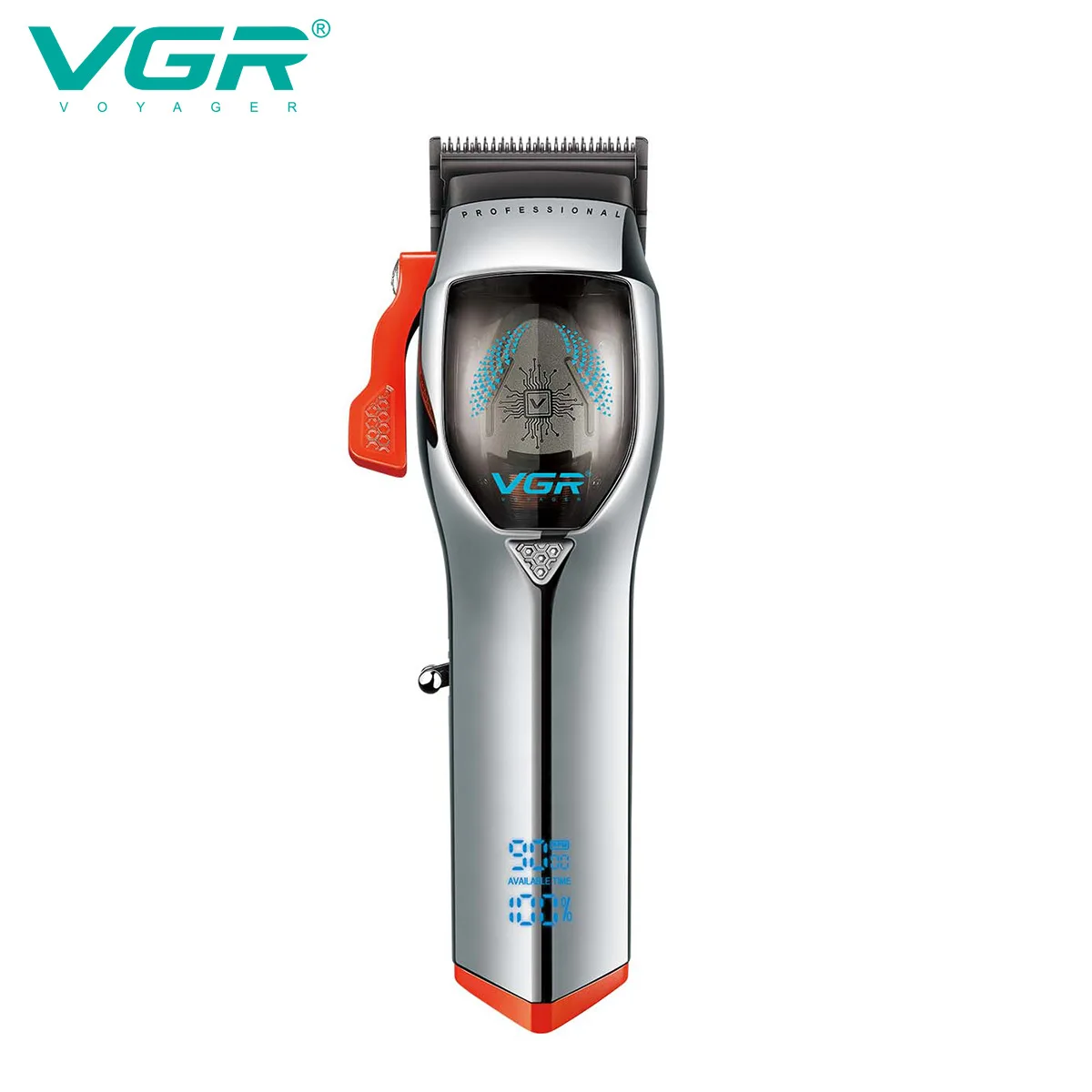 ماكينة قص الشعر VGR 9000 دورة في الدقيقة ماكينة قص كهروميكانيكية مغناطيسية قوية مع قاعدة شاشة LCD رقمية ترويسة V-647