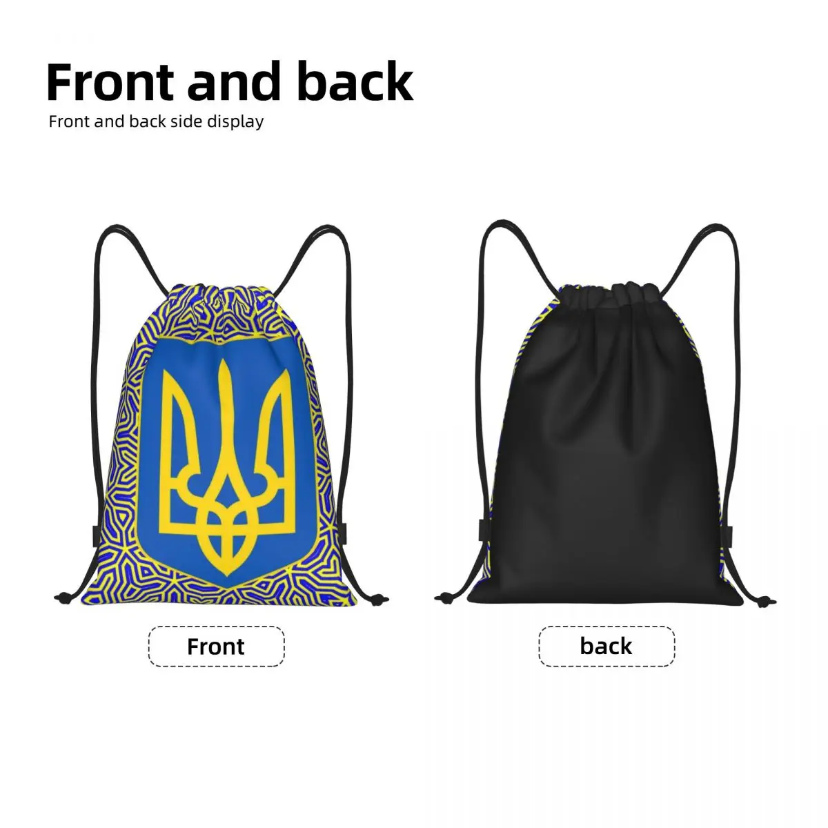 Custom Ukraine Flag Drawstring Bag Women Men Lightweight Ukrainian Coat Of Arms Sports Gym Storage Backpack