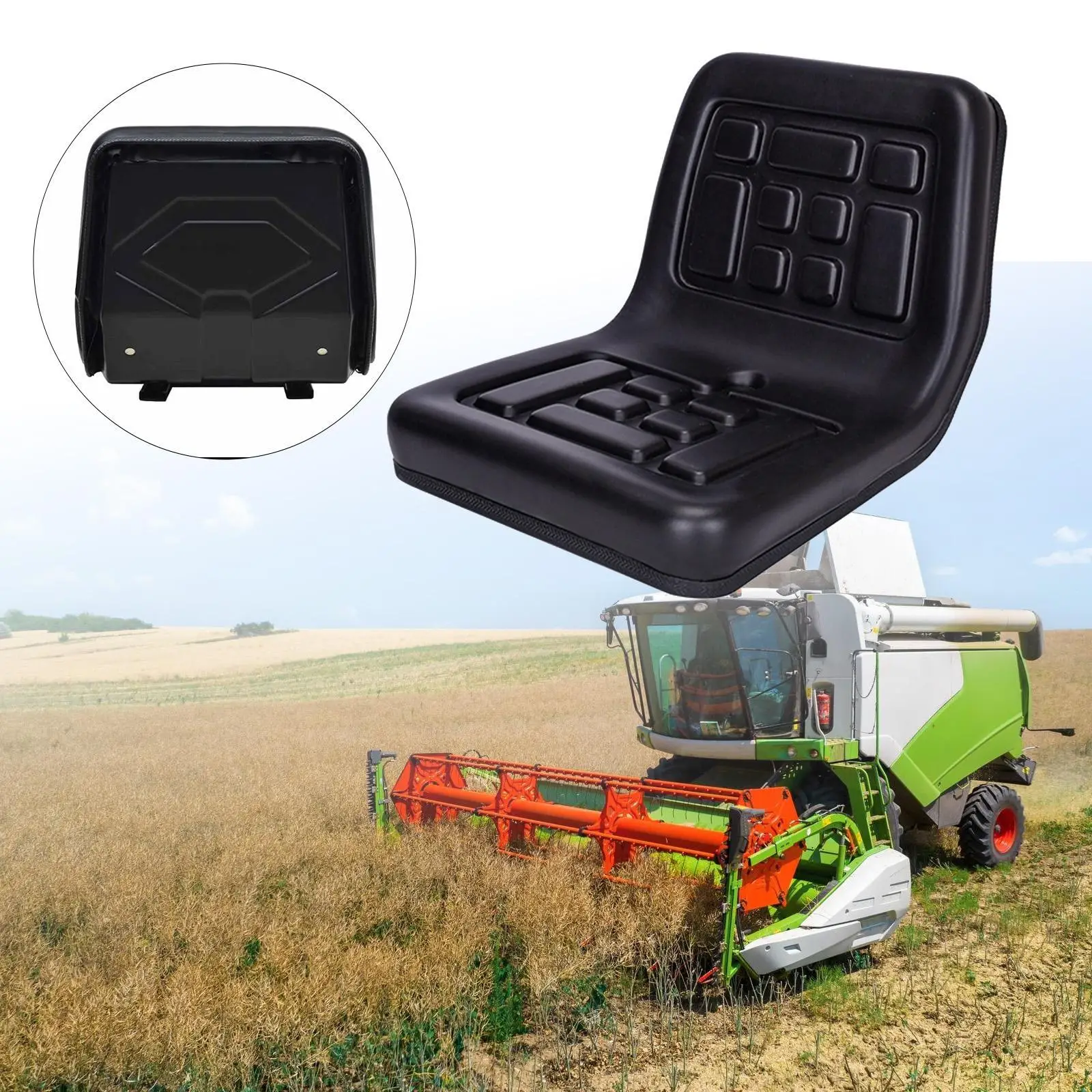 

Universal Tractor Seat Replacement High Back Breathable Easy Clean Lawn Mower Forklift Seat for Skid Loader Yard Machine