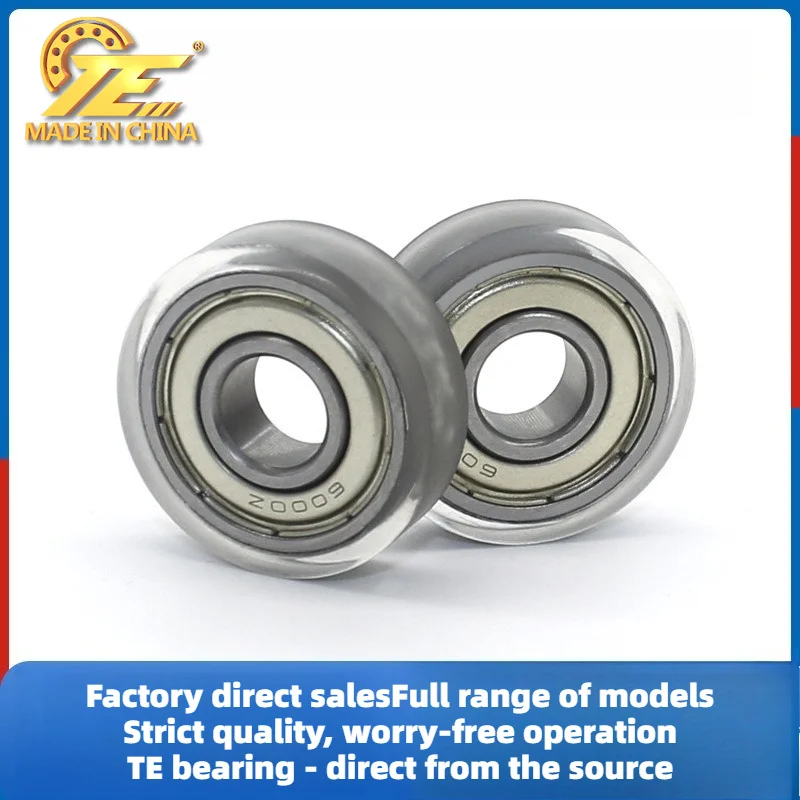 Bearing coated pulley 6000ZZ polyurethane TPU flat soft rubber silent roller 10 * 30 * 8mm