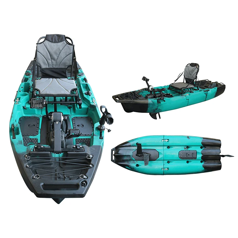 Two Sections Modular Rotomolded HDPE Sit On Top Fishing Kayak Single Seat With Pedal Drive System For Angling And Water Camping