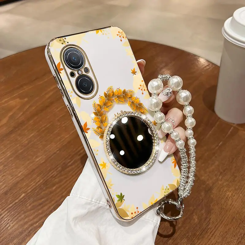 

Nova 9SE Fallen leaves Bracelet Plating Phone Case For Huawei Nova 9 10SE 10 12Pro 13Pro Mate 70 60 P70Pro P60ART P70 Cover