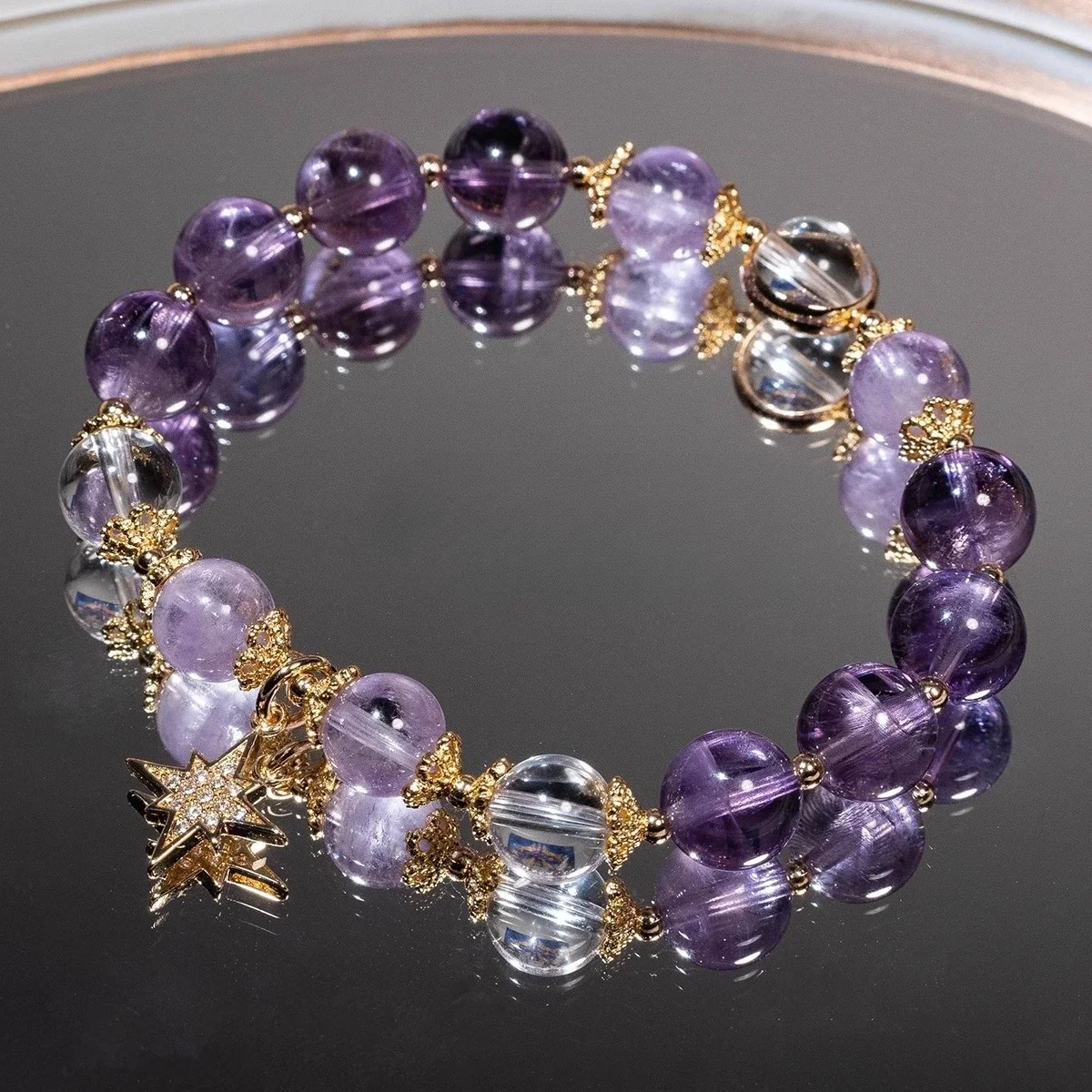 

Natural Amethyst Bracelet, Women's Fashion Light Luxury Bracelet, Niche Design, Girl Gift