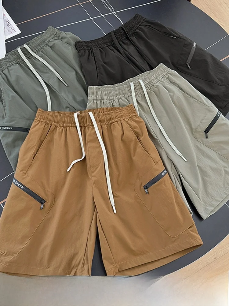  Line Outdoor Lightweight Men's Work Shorts Pressed Glue Zipper Pocket 3D Tailoring Summer Fashionable Shorts