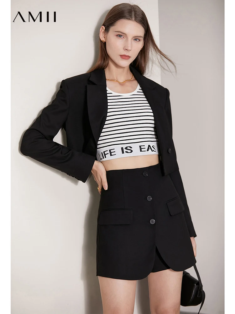 Amii Minimalism Women\'s Jacket Short Blazer Coat Autumn Slim Shorts Skirts Business Blazers Office Lady Shorts Pants 12270020