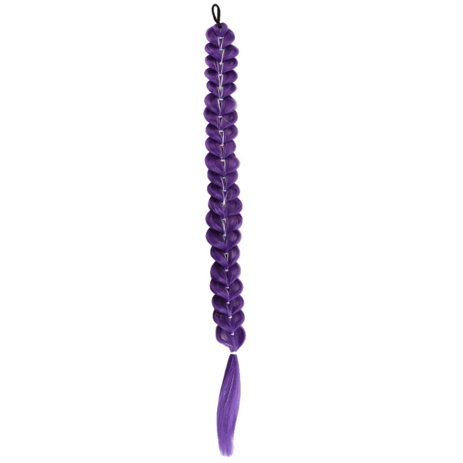 Purple Ponytail Hair Extension with Colorful Elastic Bands for Halloween Costume Performance